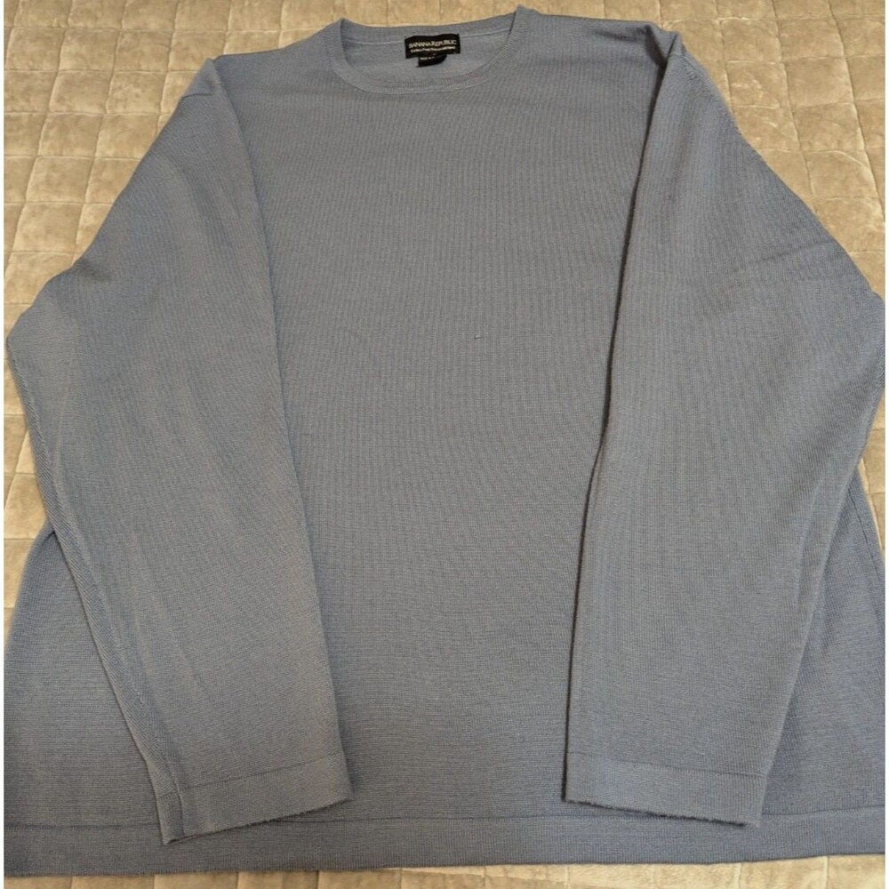 Banana Republic Extra Fine Italian Wool Sweater Men's XL  Grayish Blue